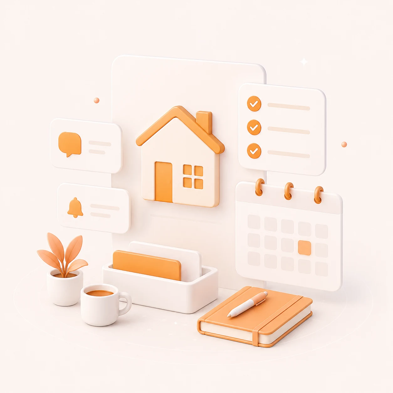 Everyday — a home workspace with a calendar, notes, and a friendly checklist.