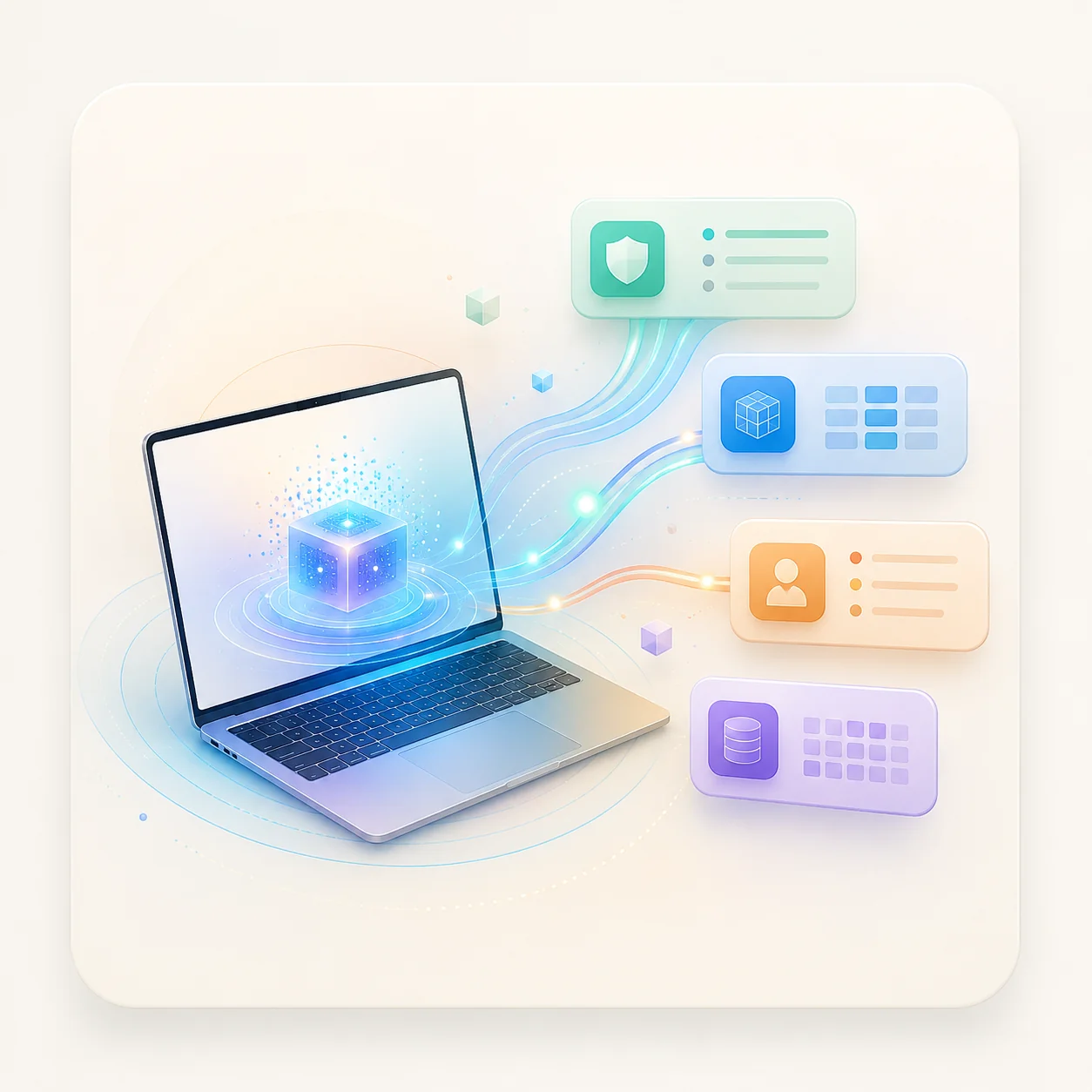 Illustration: local AI runs on user-owned hardware instead of the cloud