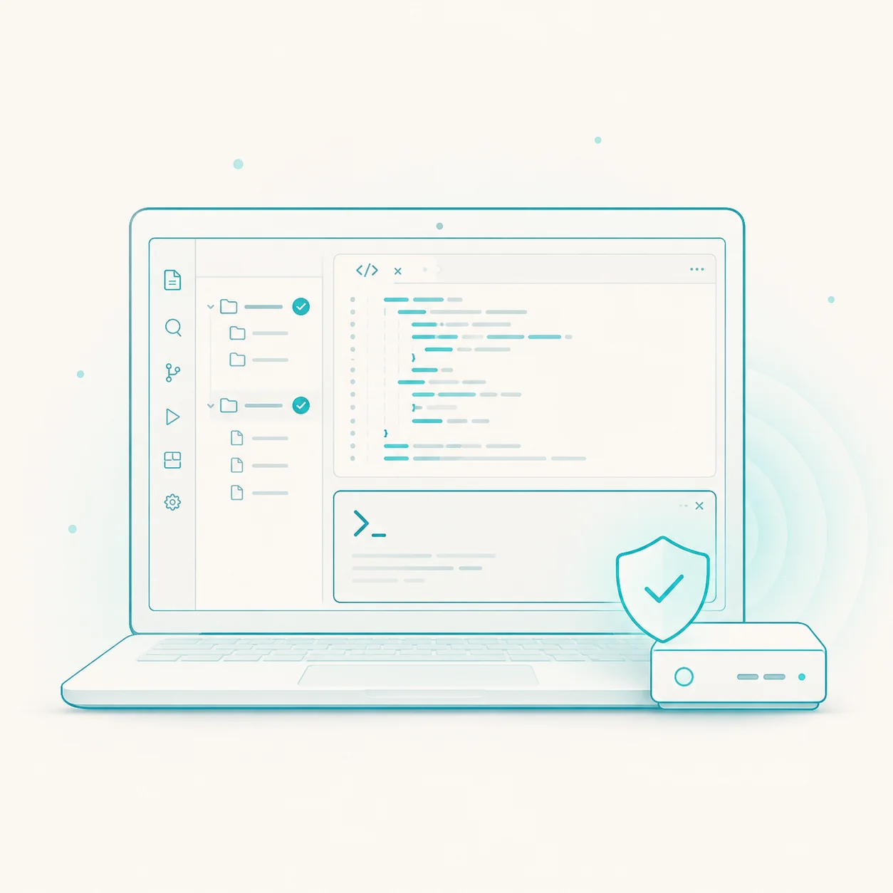 Illustration: a developer running local AI on the workstation they already use