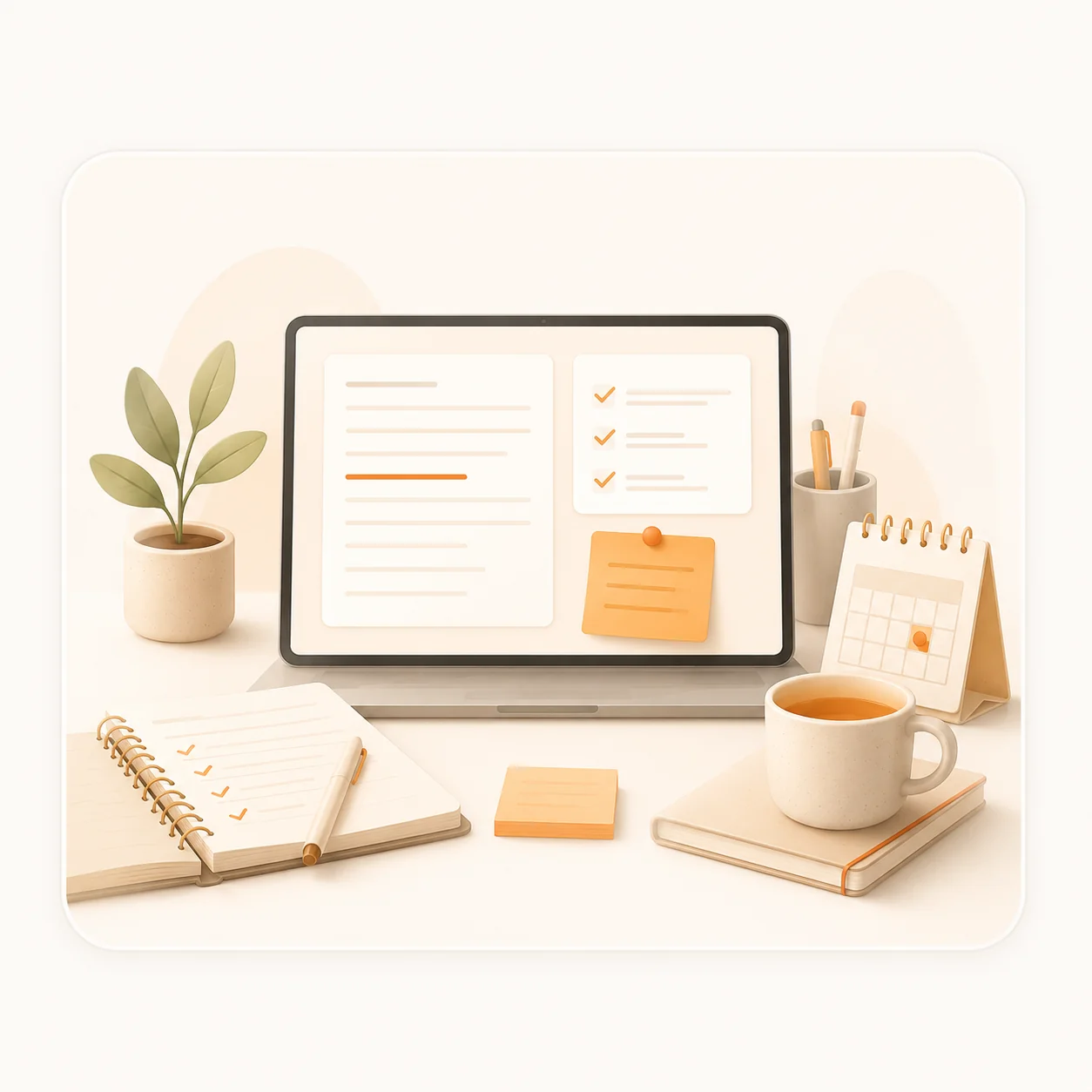 Illustration: everyday tasks on a personal computer with a local AI assistant
